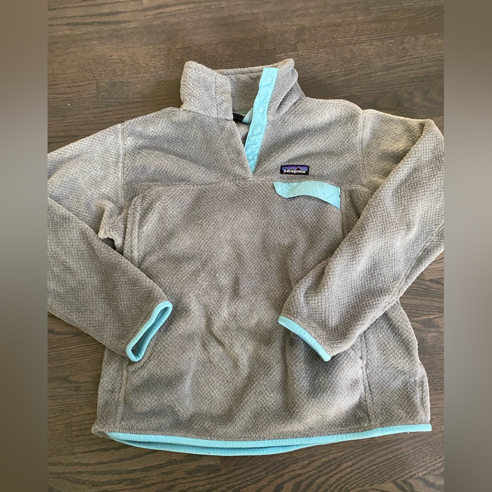 PATAGONIA LIGHT BLUE/GREY FLEECE 1/4 BUTTON UP